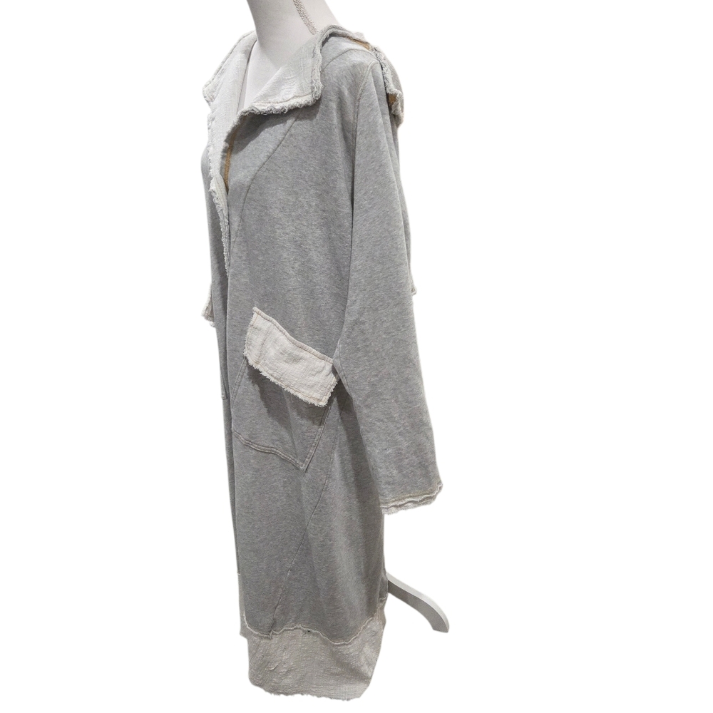 Free people Maxi Cardigan Sweatshirt Duster Jacket Grey Medium - Picture 4 of 6